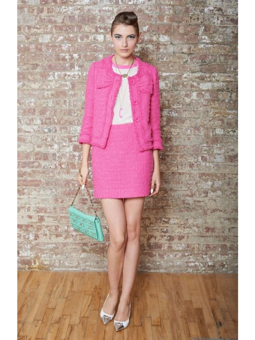 Kate Spade Textured Tweed Bow Short jacket Hot Pink 2013 Spring RTR size 4